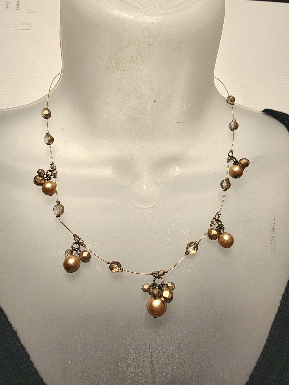 Fairycore Whimsy Boho Choker Beaded Gold Cluster Wired Adustable Necklace